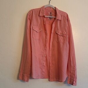 Claudio Milano Coral Linen Button-Up Shirt